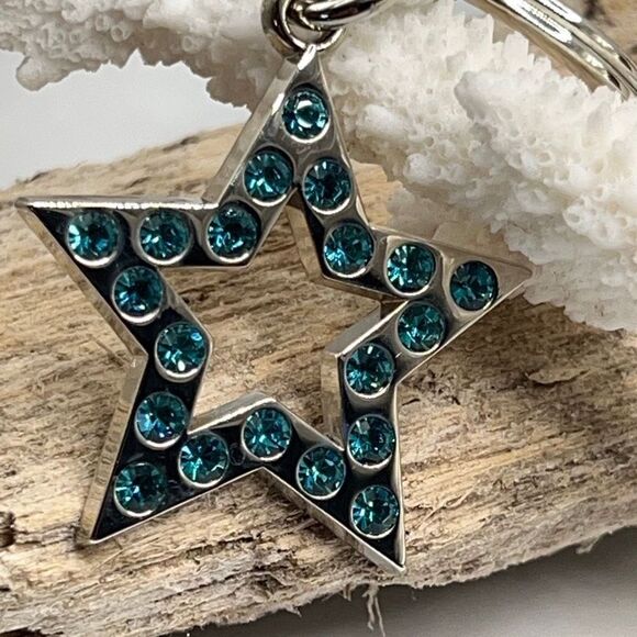 Blue Crystal Cut Out Star Purse Charm/Key Chain COACH - Picture 11 of 11